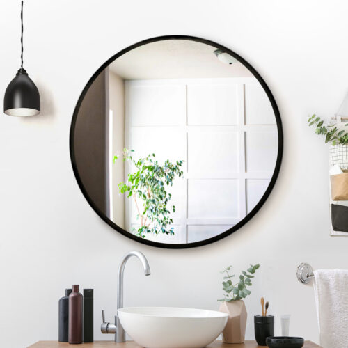 Embellir Wall Mirror Makeup 70cm Home Decor Framed Mirrors Bathroom Round Black - Image 8