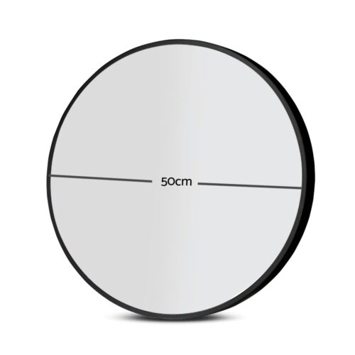 Embellir Wall Mirror Makeup 50cm Home Decor Framed Mirrors Bathroom Round Black - Image 3