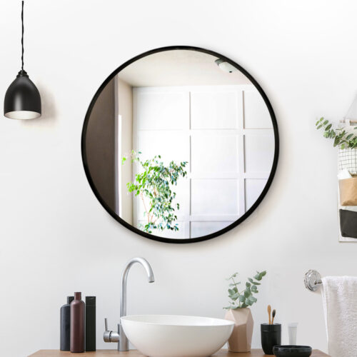 Embellir Wall Mirror Makeup 50cm Home Decor Framed Mirrors Bathroom Round Black - Image 8