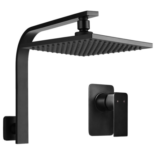 Cefito 8'' Rain Shower Head Wall Arm Square High Pressure Mixer Tap Black - Image 2