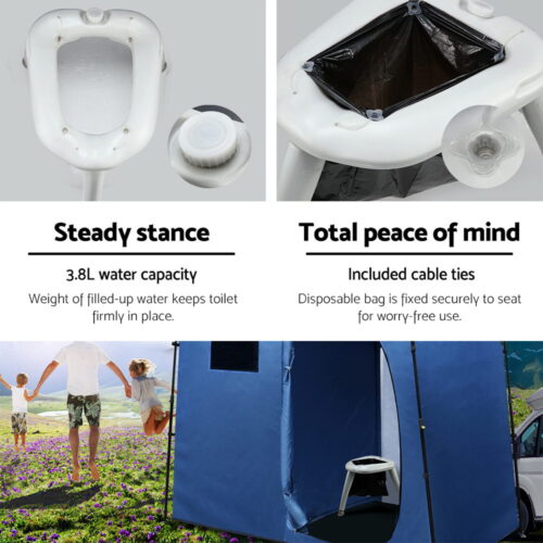Weisshorn Portable Folding Toilet Camping Outdoor Caravan Plastic Bag - Image 7