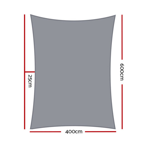 Instahut Shade Sail 4x6m Rectangle 280GSM 98% Grey Shade Cloth - Image 3