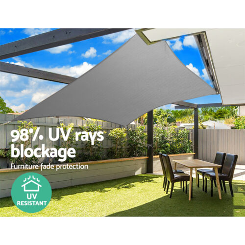 Instahut Shade Sail 4x6m Rectangle 280GSM 98% Grey Shade Cloth - Image 7
