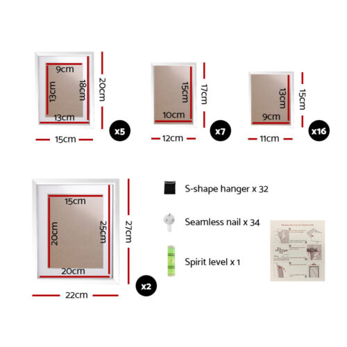 Artiss Photo Frames Art Holder 30PCS 8x10" 5x7" 4x6" 3.5x5" White - Image 3