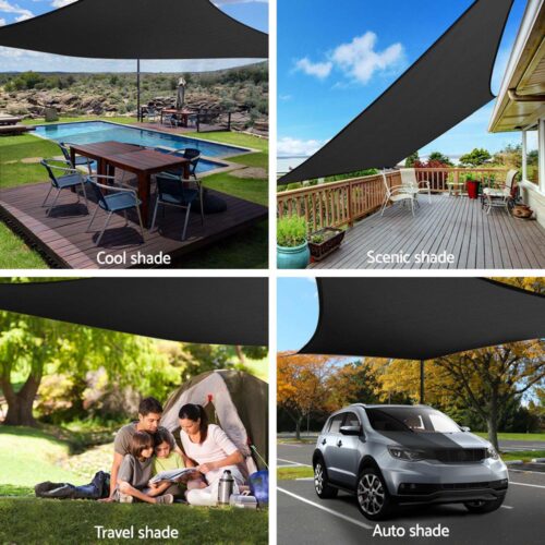Instahut Shade Sail 4x6m Rectangle 280GSM 98% Black Shade Cloth - Image 5