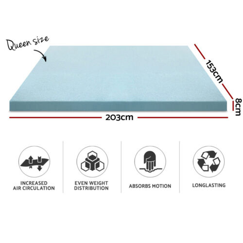 Giselle Bedding Memory Foam Mattress Topper Cool Gel 8cm Queen - Image 3