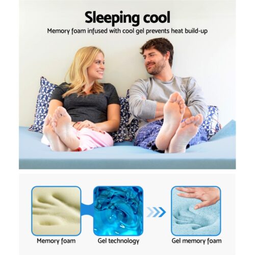Giselle Bedding Memory Foam Mattress Topper Cool Gel 8cm Queen - Image 5