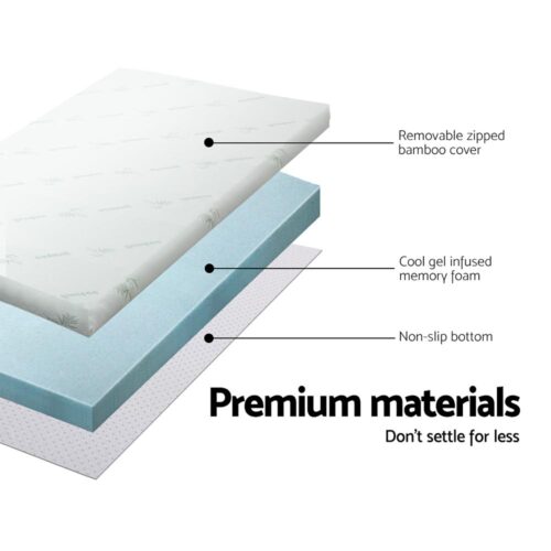 Giselle Bedding Memory Foam Mattress Topper Cool Gel 8cm Queen - Image 6