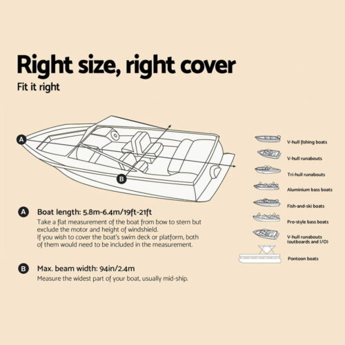 Seamanship Boat Cover 19-21ft Trailerable Jumbo Marine Grade Heavy Duty Grey - Image 3