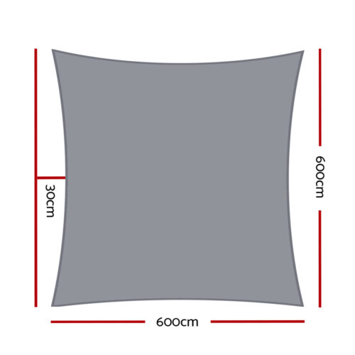 Instahut Shade Sail 6x6m Rectangle 280GSM 98% Grey Shade Cloth - Image 3