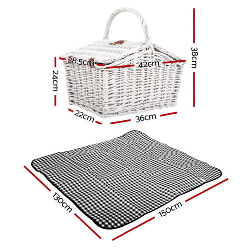 Alfresco 2 Person Picnic Basket Set Insulated Blanket Bag - Image 3