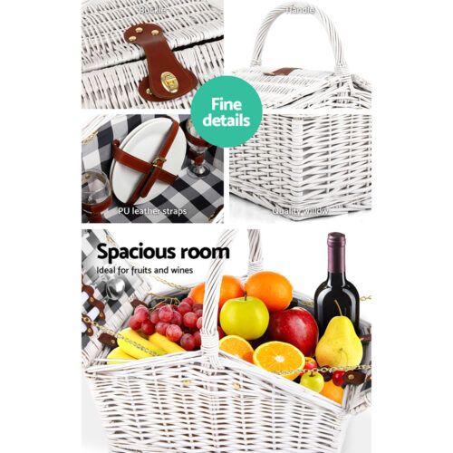 Alfresco 2 Person Picnic Basket Set Insulated Blanket Bag - Image 5
