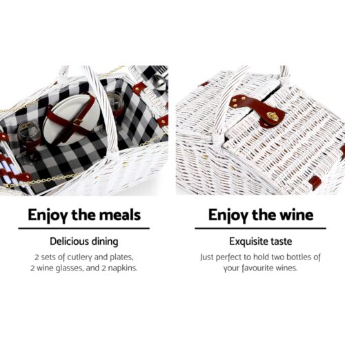 Alfresco 2 Person Picnic Basket Set Insulated Blanket Bag - Image 6