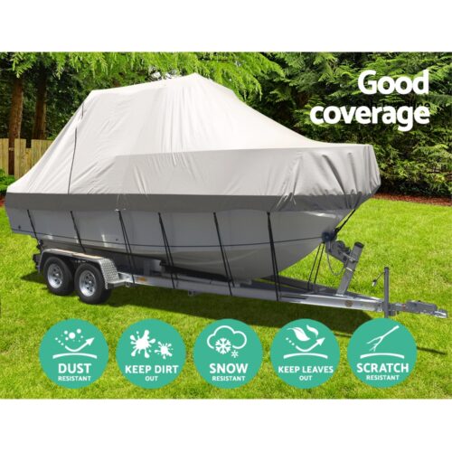 Seamanship Boat Cover 23-25ft Trailerable Jumbo Marine 600D Heavy Duty Grey - Image 4