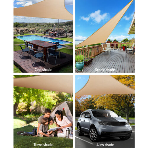 Instahut Waterproof Shade Sail 5x5x5m Rectangle Sand 95% Shade Cloth - Image 5