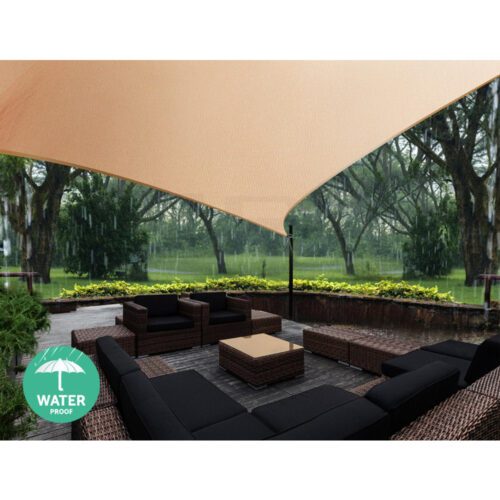 Instahut Waterproof Shade Sail 5x5x5m Rectangle Sand 95% Shade Cloth - Image 6
