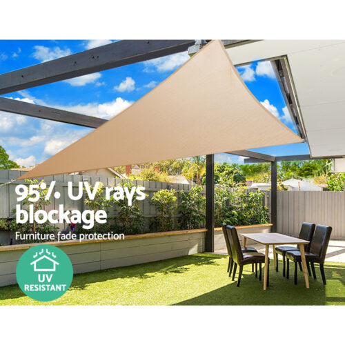 Instahut Waterproof Shade Sail 5x5x5m Rectangle Sand 95% Shade Cloth - Image 7