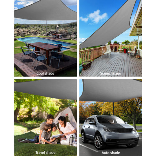 Instahut Shade Sail 4x5m Rectangle 280GSM 98% Grey Shade Cloth - Image 5