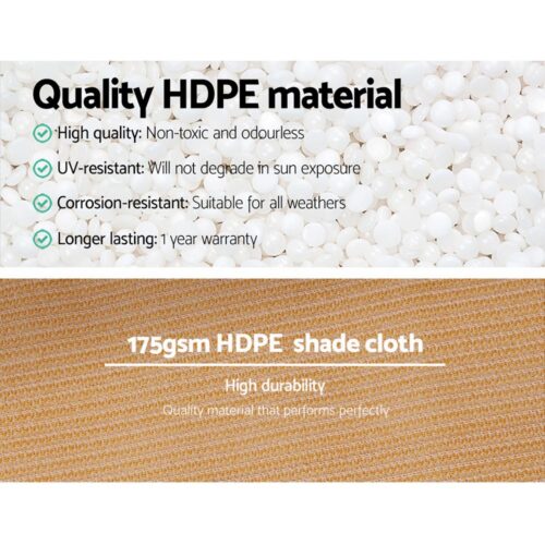 Instahut 70% Shade Cloth 3.66x10m Shadecloth Sail Heavy Duty Beige - Image 6