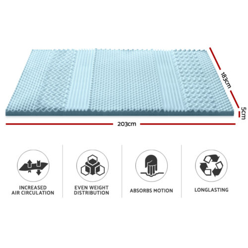 Giselle Bedding Memory Foam Mattress Topper 7-Zone 5cm King - Image 3