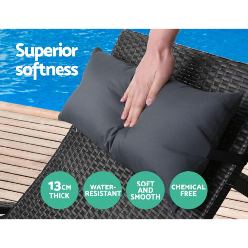Gardeon Sun Lounge Wicker Lounger Outdoor Furniture Beach Chair Armrest Adjustable Black - Image 7