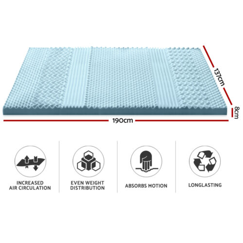 Giselle Bedding Memory Foam Mattress Topper 7-Zone 8cm Double - Image 3