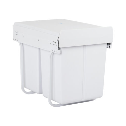 Cefito Pull Out Bin Kitchen Double Basket 2X20L White - Image 2