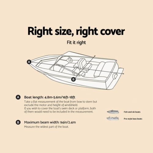 Seamanship 16-18.5ft Boat Cover Trailerable Marine Grade 600D - Image 3