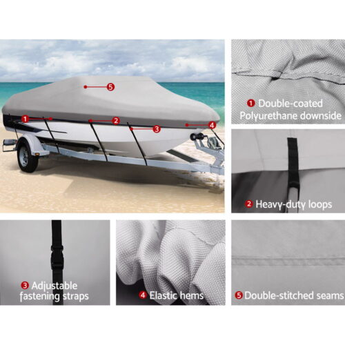 Seamanship 16-18.5ft Boat Cover Trailerable Marine Grade 600D - Image 6