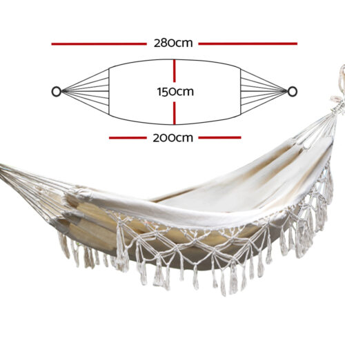 Gardeon Hammock Bed Rope Tassel Outdoor Hammocks Chair Camping - Image 3