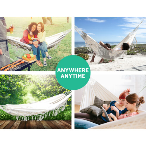 Gardeon Hammock Bed Rope Tassel Outdoor Hammocks Chair Camping - Image 5