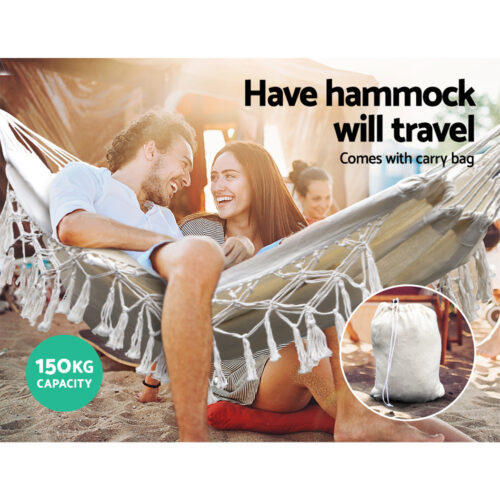 Gardeon Hammock Bed Rope Tassel Outdoor Hammocks Chair Camping - Image 6