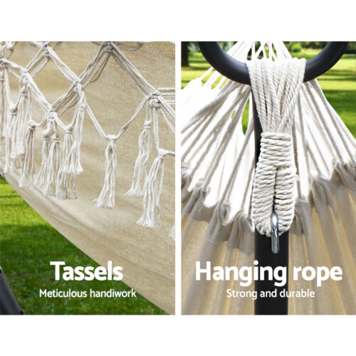 Gardeon Hammock Bed Rope Tassel Outdoor Hammocks Chair Camping - Image 7