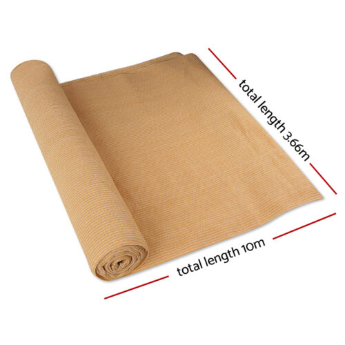 Instahut 90% Shade Cloth 3.66x10m Shadecloth Sail Heavy Duty Beige - Image 3