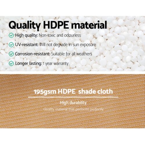 Instahut 90% Shade Cloth 3.66x10m Shadecloth Sail Heavy Duty Beige - Image 6