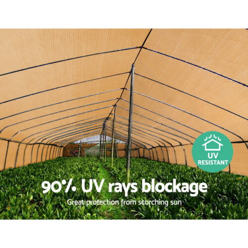 Instahut 90% Shade Cloth 3.66x10m Shadecloth Sail Heavy Duty Beige - Image 7