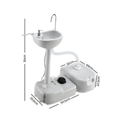 Weisshorn Camping Basin Portable Hand Wash Sink Stand 43L Capacity - Image 3