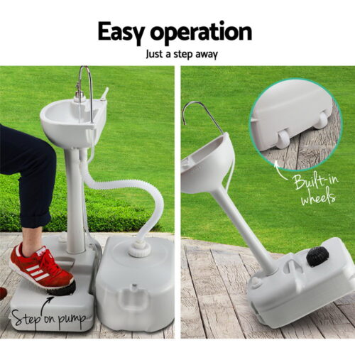 Weisshorn Camping Basin Portable Hand Wash Sink Stand 43L Capacity - Image 5