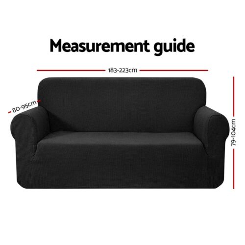 Artiss Sofa Cover Couch Covers 3 Seater High Stretch Black - Image 3