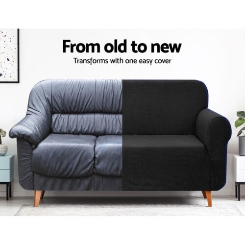 Artiss Sofa Cover Couch Covers 3 Seater High Stretch Black - Image 6