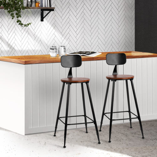 Artiss 2x Bar Stools Vintage Metal Chairs - Image 9