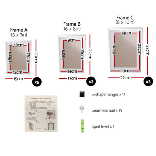 Artiss Photo Frames Art Holder 11PCS 5x7" 6x8" 8x10" White - Image 3