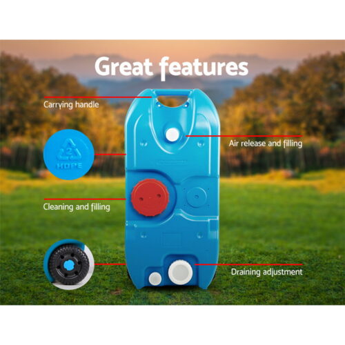 Weisshorn 40L Portable Wheel Water Tank Camping Caravan Storage Blue - Image 7