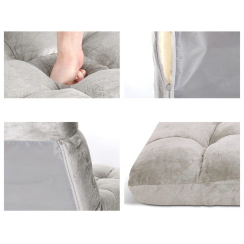 Artiss Lounge Sofa Bed Flannel Fabric Grey - Image 4