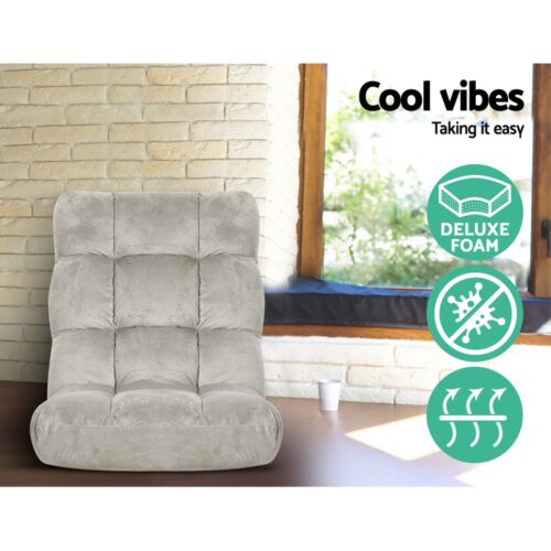 Artiss Lounge Sofa Bed Flannel Fabric Grey - Image 5