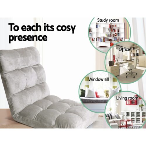 Artiss Lounge Sofa Bed Flannel Fabric Grey - Image 7