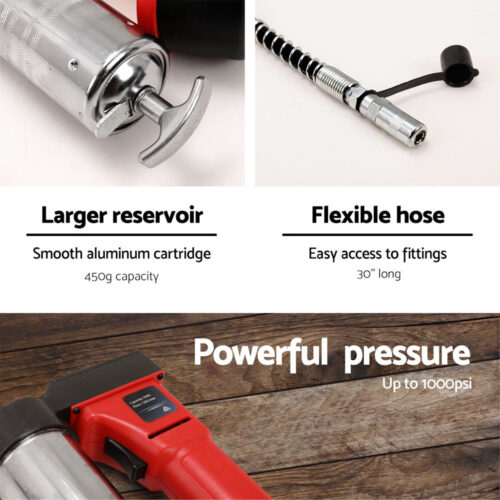 Giantz Grease Gun Cordless 20v 450g 9000PSI 76cm Hose Electric Battery Cartridge - Image 5