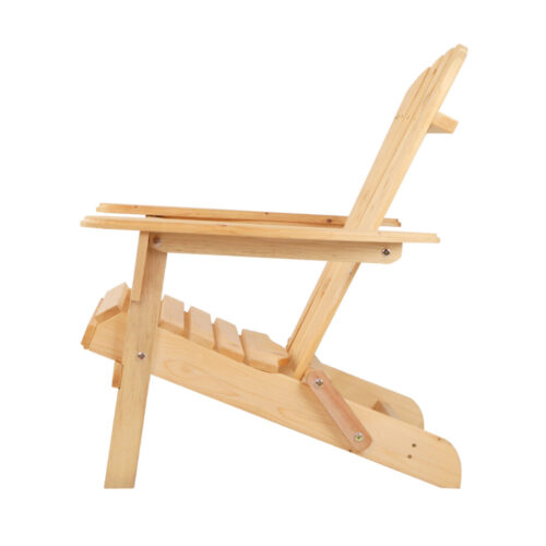 Gardeon Adirondack Outdoor Chairs Wooden Beach Chair Patio Furniture Garden Natural - Image 5