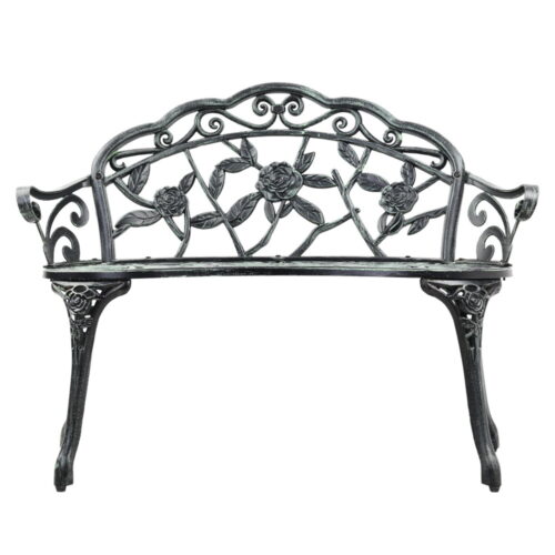Gardeon Outdoor Garden Bench Seat 100cm Cast Aluminium Patio Chair Vintage Green - Image 4