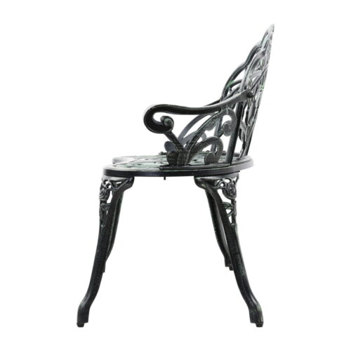 Gardeon Outdoor Garden Bench Seat 100cm Cast Aluminium Patio Chair Vintage Green - Image 5